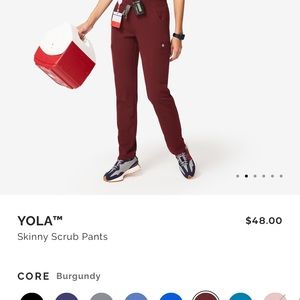 Figs yola skinny scrub pants burgundy